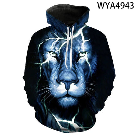 Men 2024 Lion 3D Streetwear Animal Hoodies