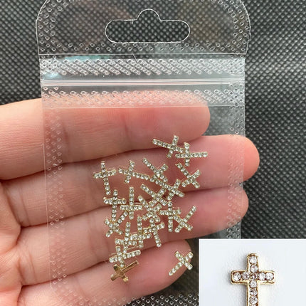 Glitter Cross 20pc Nail Rhinestone Art.