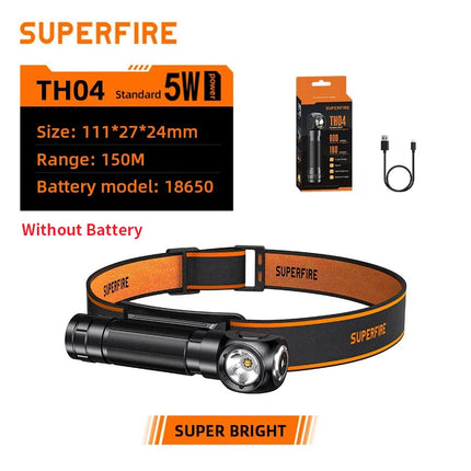 TH04 Powerful LED Headlamp USB Flashlight