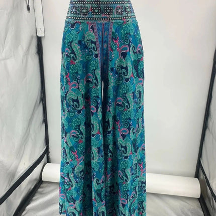 Women Floral Casual Elastic Wide Leg Pants