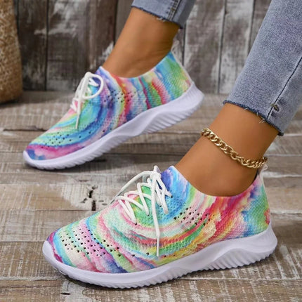 Women Rainbow 2024 Lightweight Knitted Sneakers