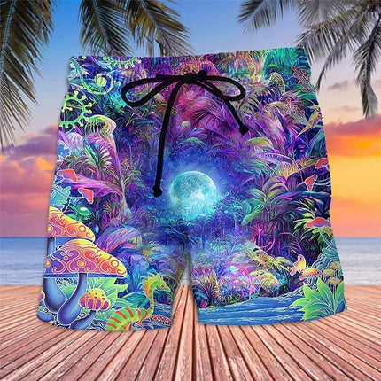 Men 3D Abstract Mushroom Hawaiian Boardshorts