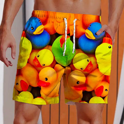 Men 2024 Summer 3D Hawaiian Animal Boardshorts