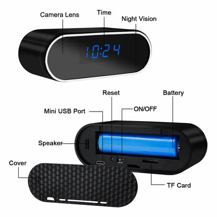 Mini Night Vision Clock 1080P Camera