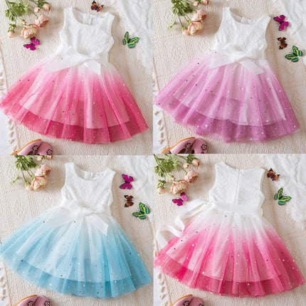 Baby Girl 3-8Y Summer Casual Blue Flower Dress