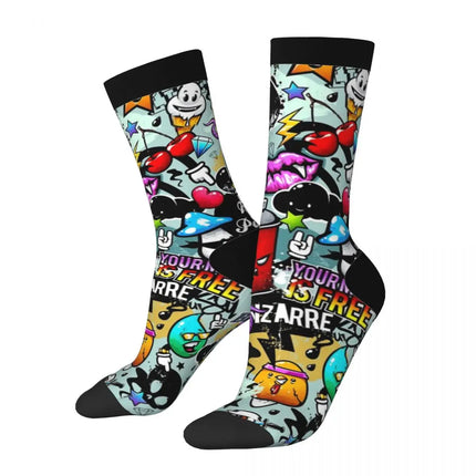 Men Compression Happy 3D Graffiti Socks