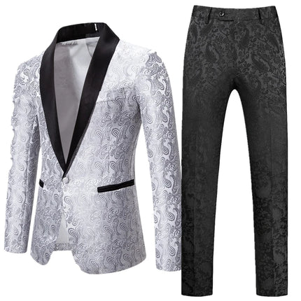 Men Floral 2pc Wedding Tuxedo Suit