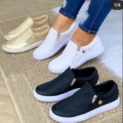 Women British Style Denim Round Toe Sneakers