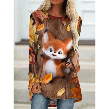 Women Owl Casual Long Winter Tees