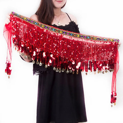 Women Gold Tassel Belly Dance Costume Skirt Wraps