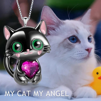 Women Love Crystal Cat Pendant Girl Gift Necklace