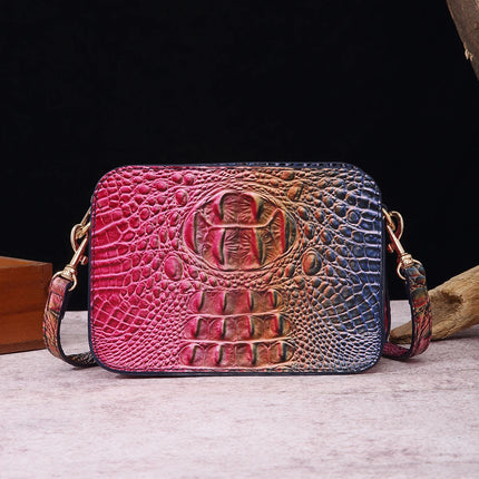 Women Pink Embossed Crocodile Satchel Purse