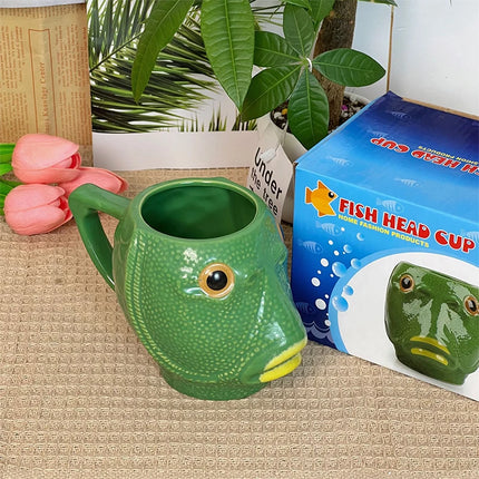 Funny Ceramic Greenhead Fish Coffee Mug