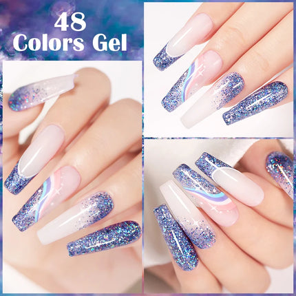 LILYCUTE 7ML Sequin Gel Blue Silver Nail Polish