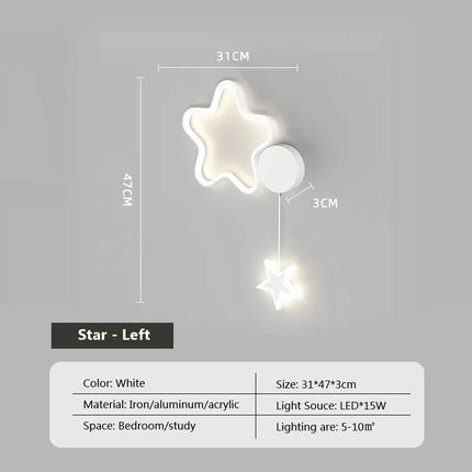 Modern Nordic Kids Room LED Star Cloud Wall Sconce