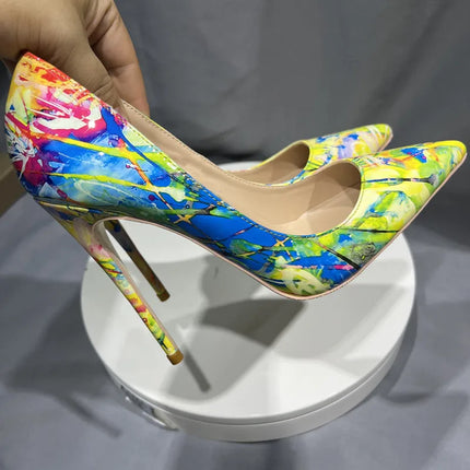 Women Hawaiian Graffiti Pointed High Heels