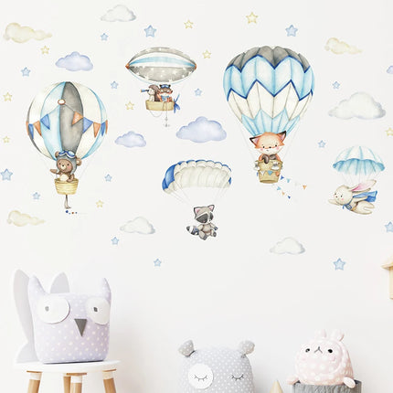 3D Hot Air Balloon Clouds Wall Stickers