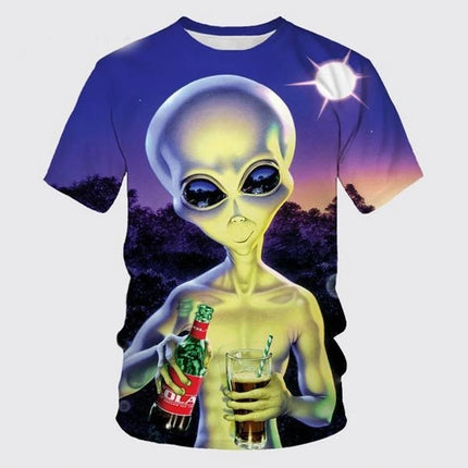 Men Funny Alien 3D Short Tees