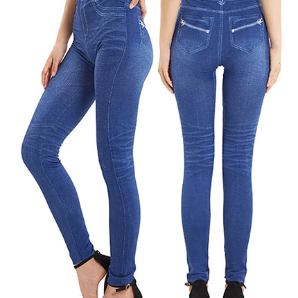 Women Denim Blue Elastic Casual Leggings