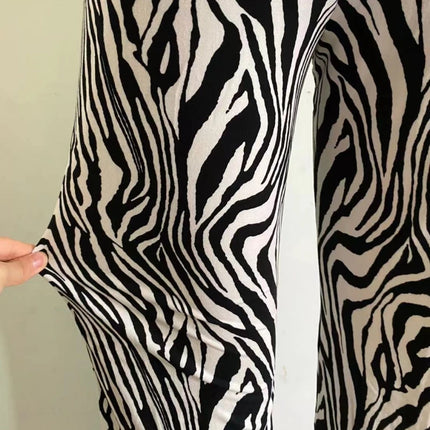 Women Summer Zebra Striped Wide Leg Pants