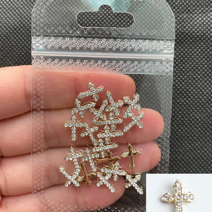 Glitter Cross 20pc Nail Rhinestone Art.