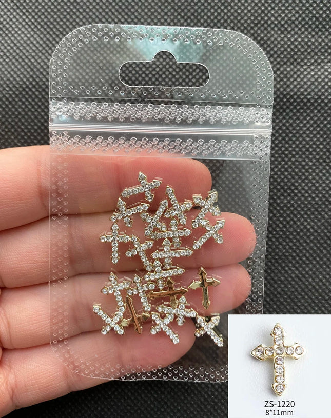 Glitter Cross 20pc Nail Art Rhinestone Decor