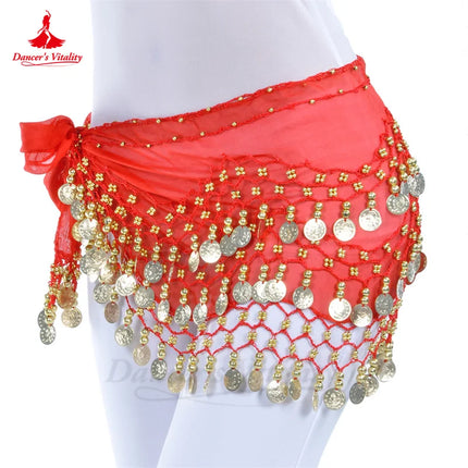 Women Chiffon Gold Belly Dance Costume Scarf