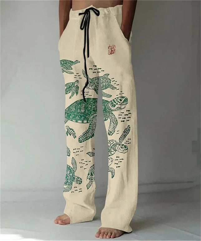 Men European Floral Animal 3D Pants