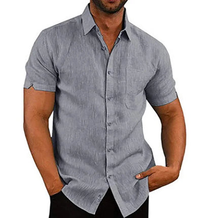 Men Short Linen Summer Business Shirts - Mad Fly Essentials