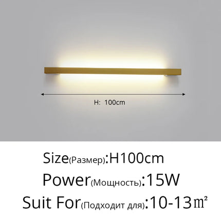 Minimalist Long LED Bar Lamp Bedside Bedroom Indoor Wall Sconce