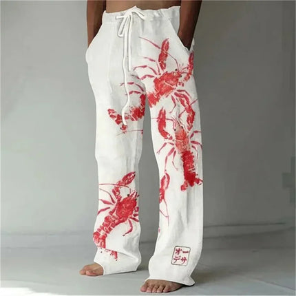 Men European Floral Animal 3D Pants