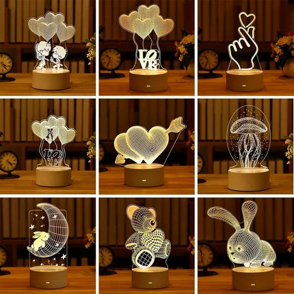 3D Acrylic Cat Animal LED Night Light