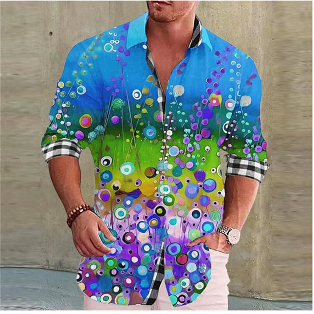 Men Casual Vacation Wear Floral Lapel Shirt