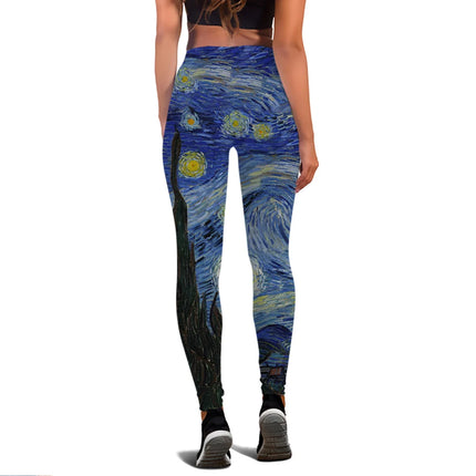 Women Van Gogh Starry Sky 3D Yoga Fitness Leggings