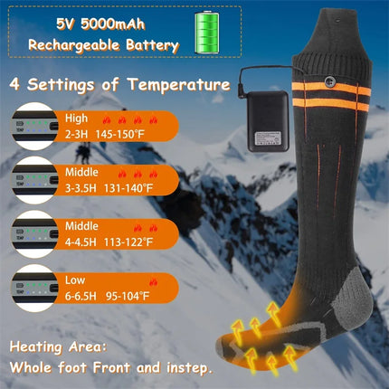 5000mAh Heated Adjustable Thermal Socks Footwarmer