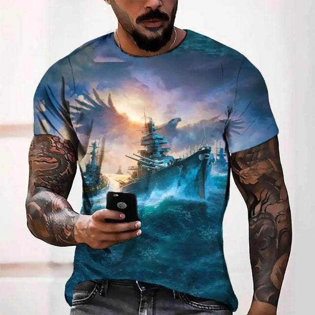 Men Vintage Pirate Crew-Neck 3D Summer Shirts