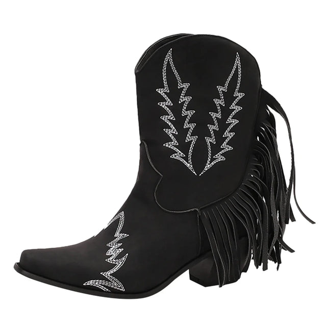 Women Embroidered Western Cowboy Low Heels Boots