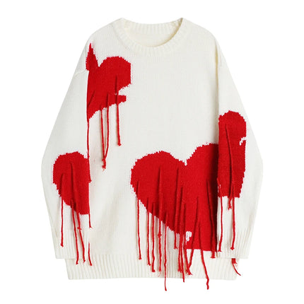 Women Heart Tassel Retro Sweaters