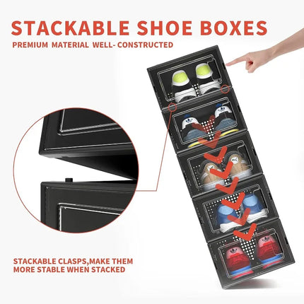 Shoe Organizer Black Stackable 12 pack Storage Bins