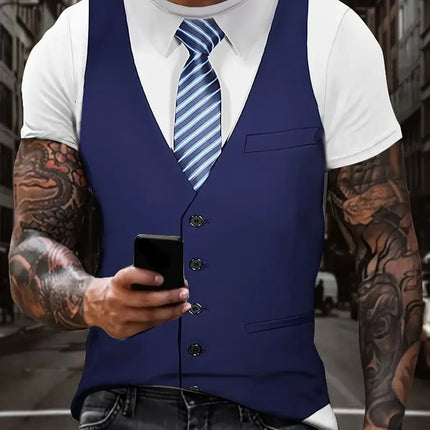 Men Fashion 3D Short Suit Graphic Shirts