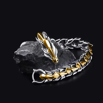 Men Dragon Head Silver Medieval Bracelet