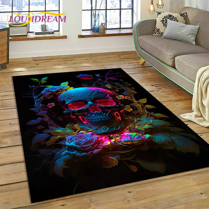 Home Cartoon Skull Gothic 3D Area Rugs