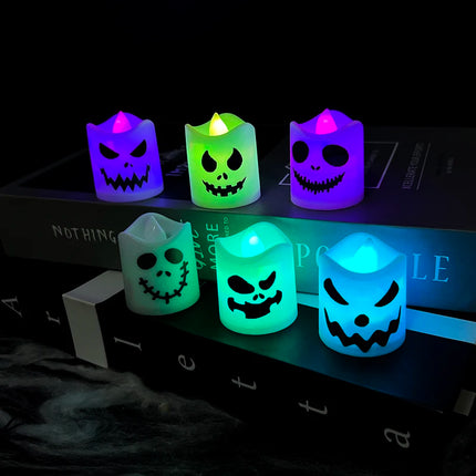 6pc Halloween Led Ghost Pumpkin Candle Light