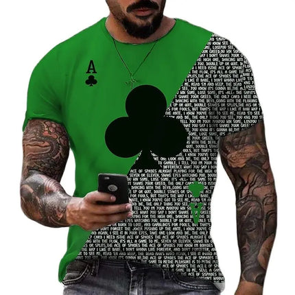 Men 3D Ace Poker Playing Cards Shirts