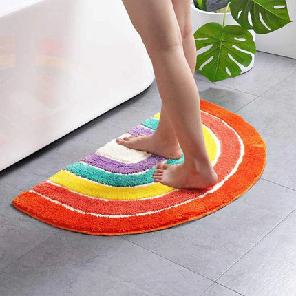 Rainbow Shape Semicircular Bathroom Rug