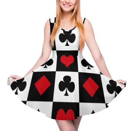 Women 3D Fashion Poker Playing Card Skater Dress