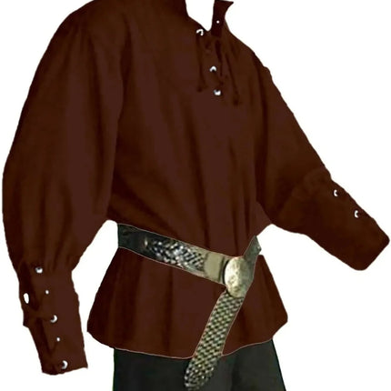 Men Nordic Medieval Pirate Tunic Costume Shirt