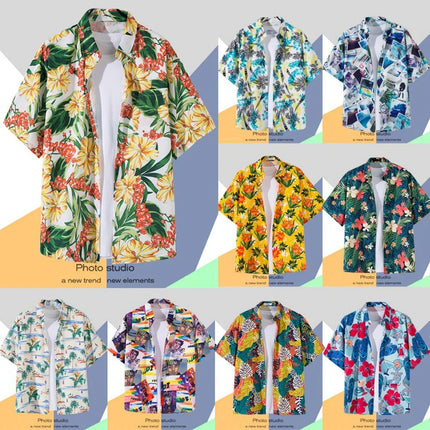 Men 2024 Fashion Hawaiian Floral Beach Shirts
