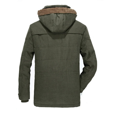 Men Long Winter Down Cargo Hooded Jackets