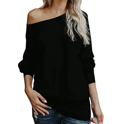 Women Solid Off Shoulder Long Sweaters